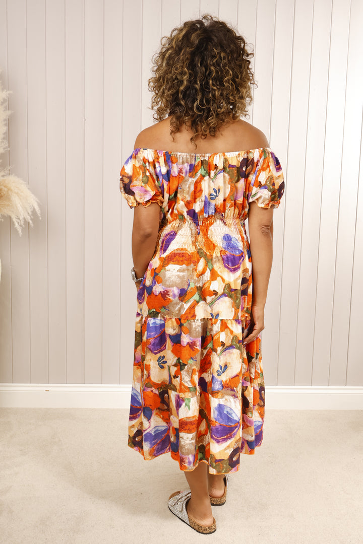 Tatum Tropical Dress Tangerine