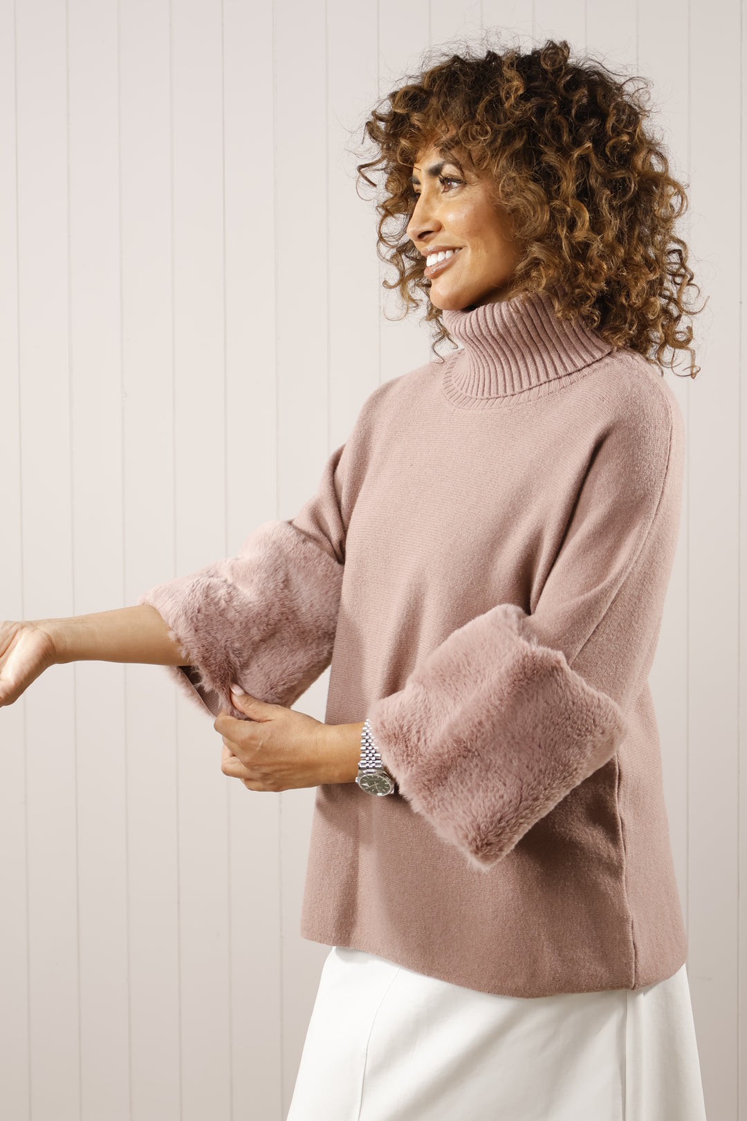 Isabelle Cowl Luxe Jumper Dusky Pink