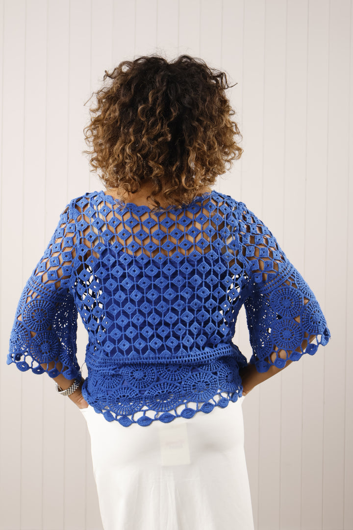 Cressida Crochet Top Royal Blue