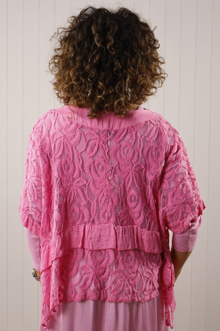 Loretta Lace Top Candy Pink
