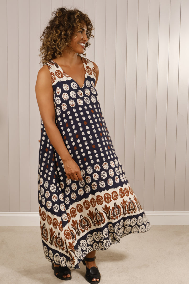 Dottie Abstract Dress Navy