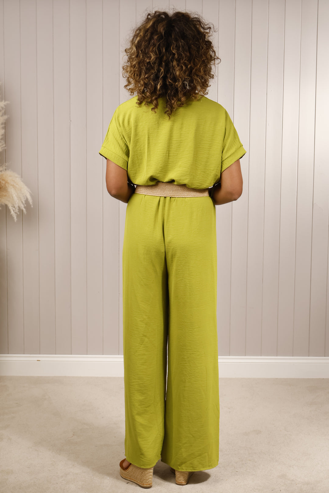 Reina Raffia Jumpsuit Lime