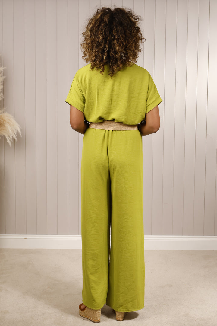 Reina Raffia Jumpsuit Lime