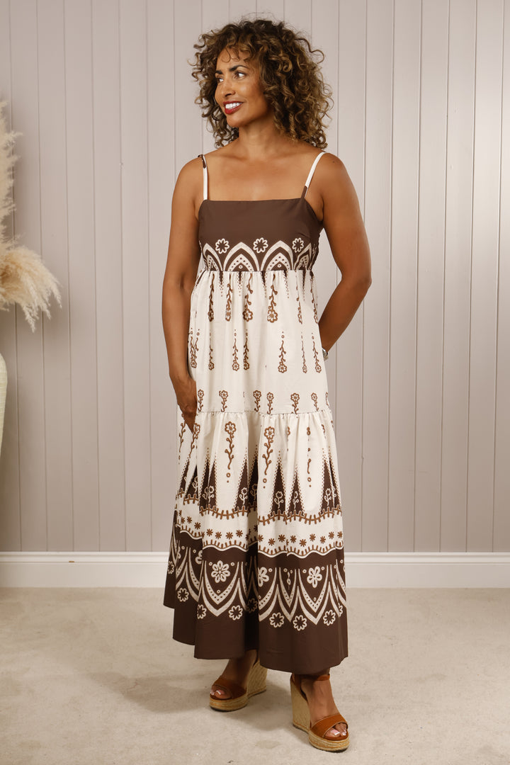 Daisy Trail Maxi Dress Chocolate