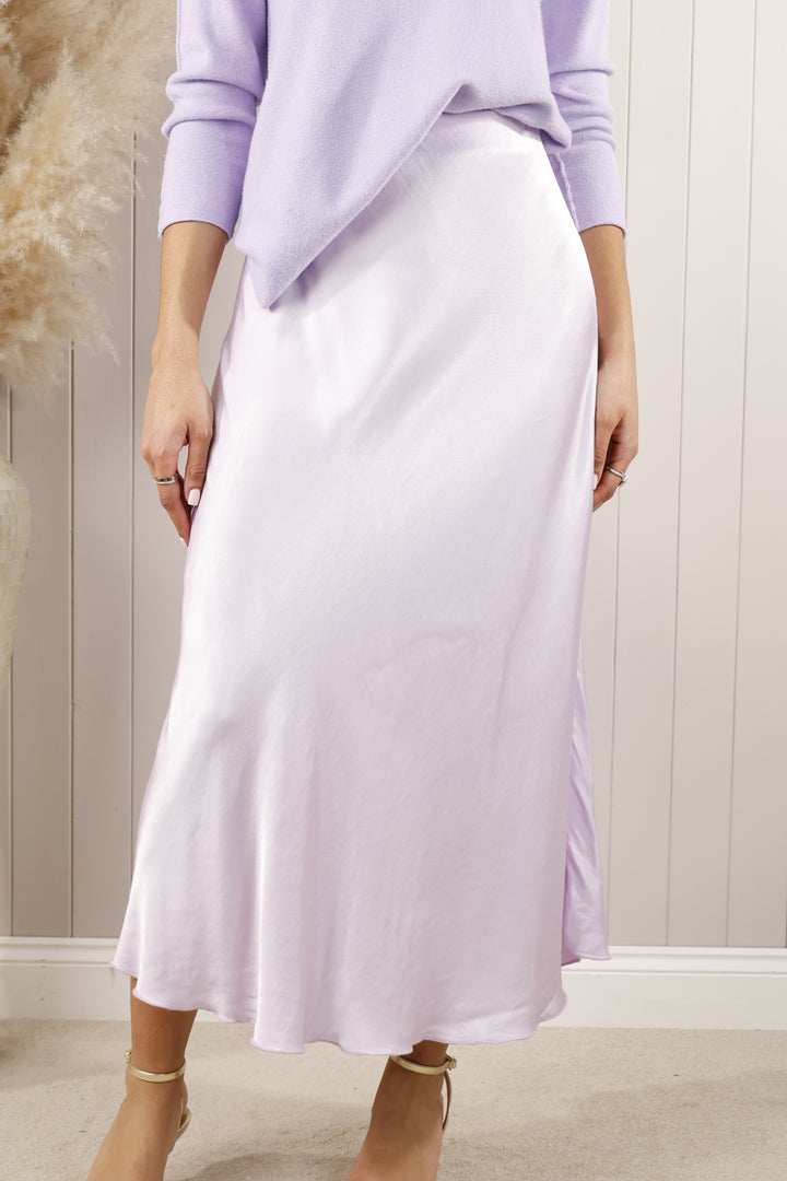 Satin Flair Skirt Lilac