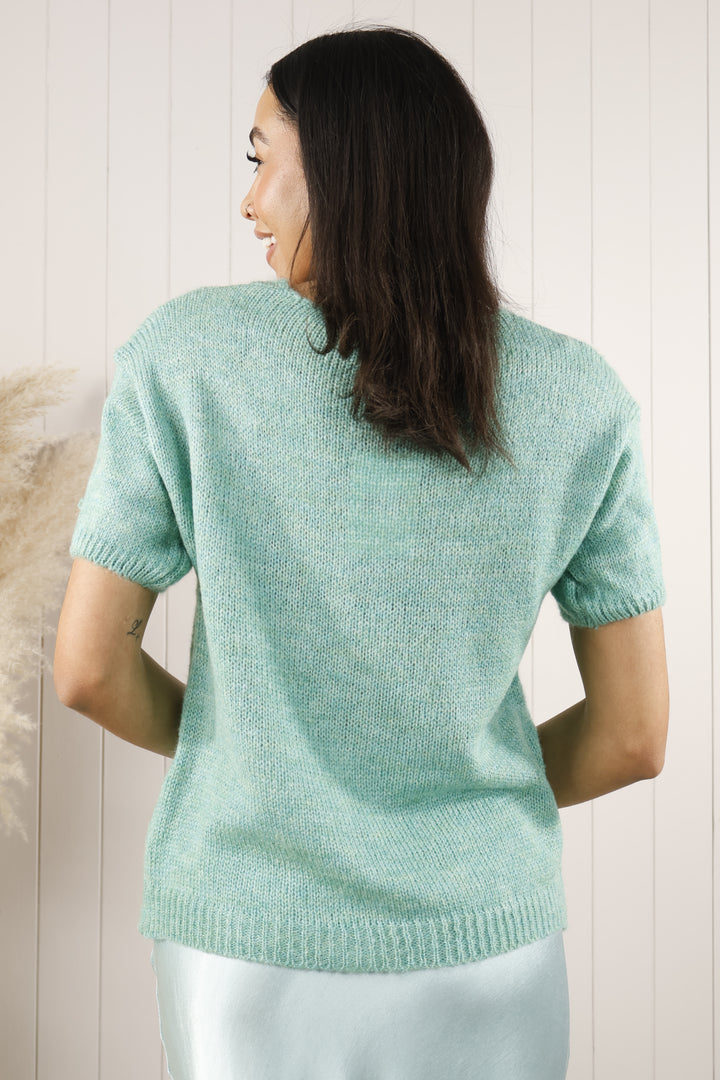Jolie Button Cardigan Mint