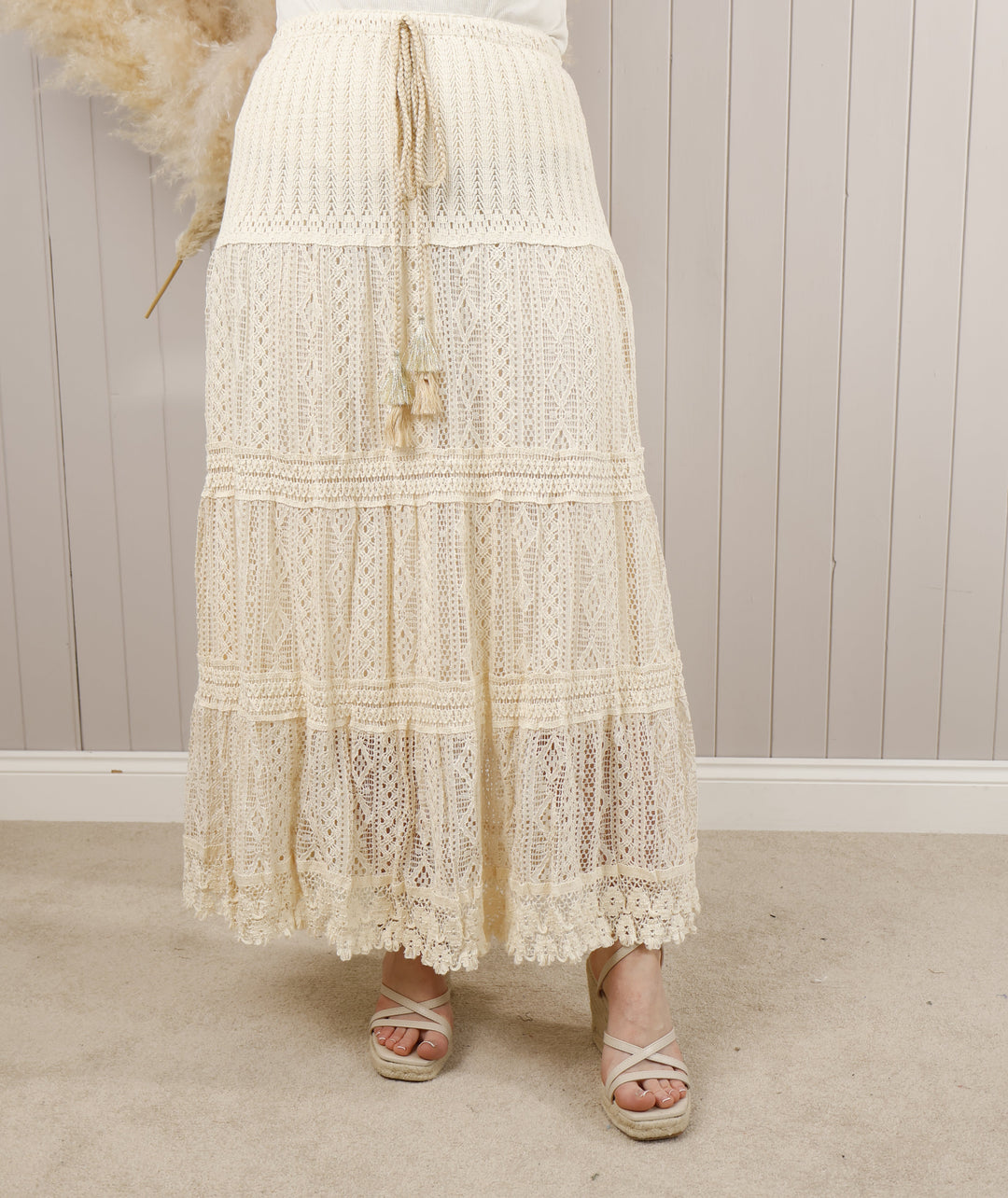 Mary Crochet skirt  Beige