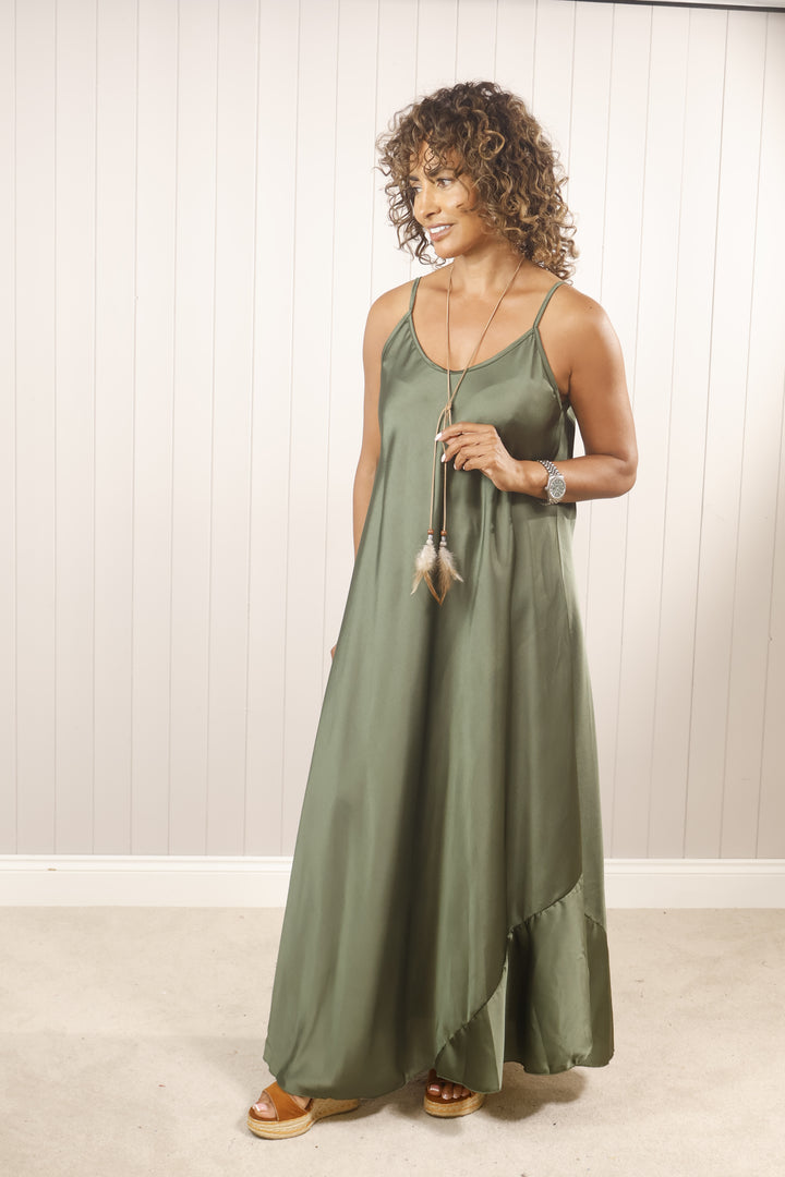 Florentine Feather Dress Khaki