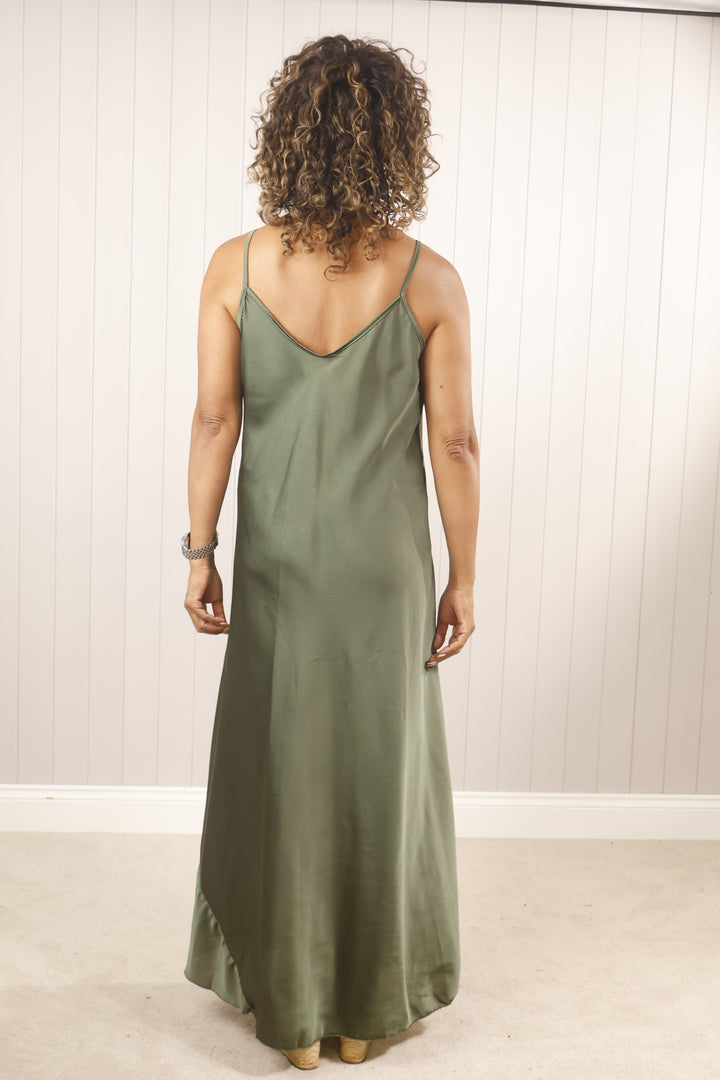 Florentine Feather Dress Khaki