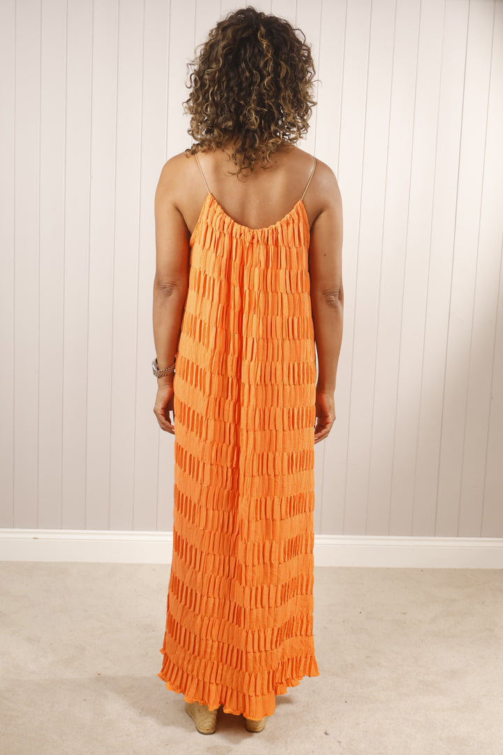 Daphne Crinkle Bead Dress Tangerine