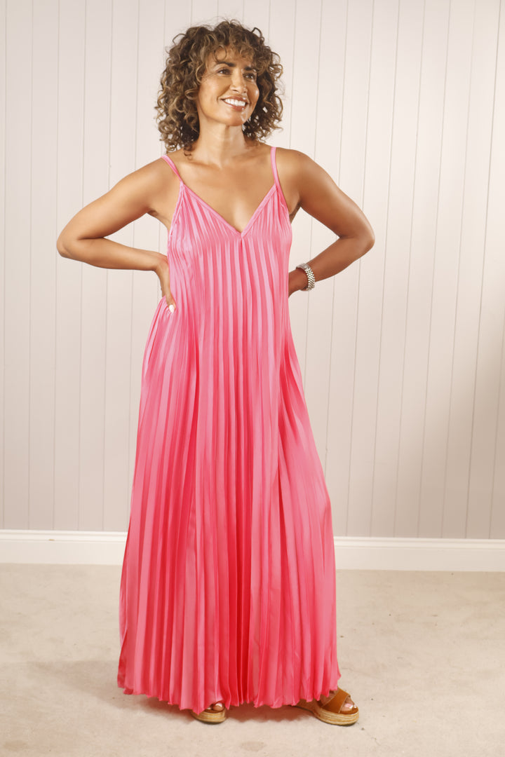Nancy Pleat Dress Bubblegum