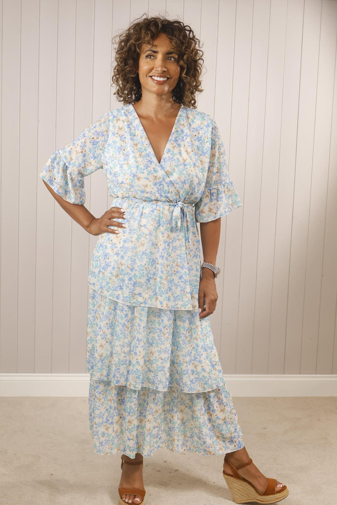 Trinity Tiered Dress Blue