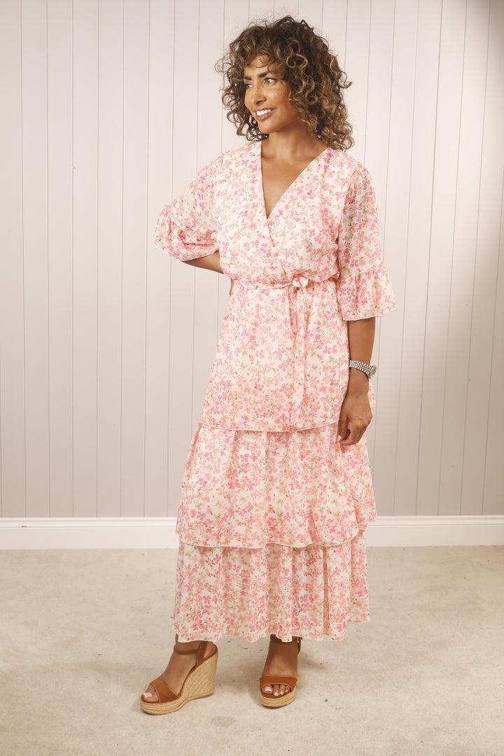 Trinity Tiered Dress Coral