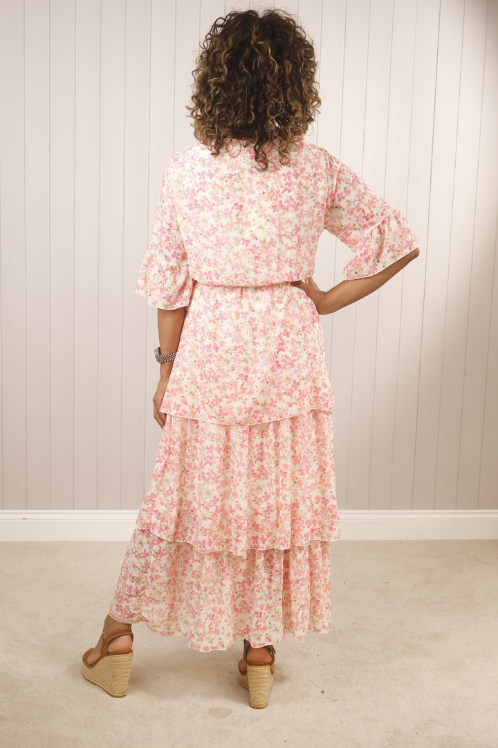 Trinity Tiered Dress Coral