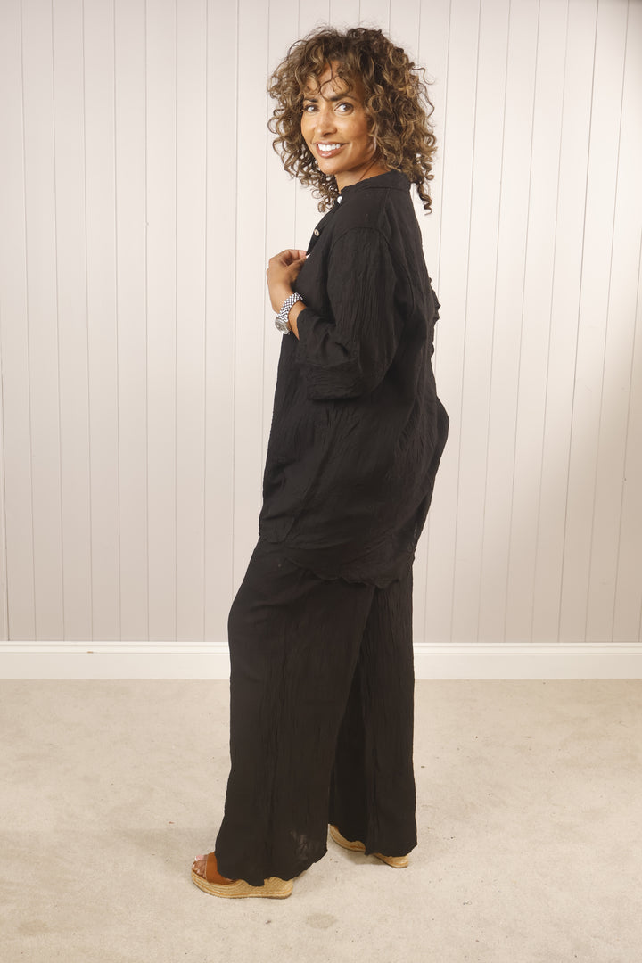 Elena Embroidered Co-Ord Black