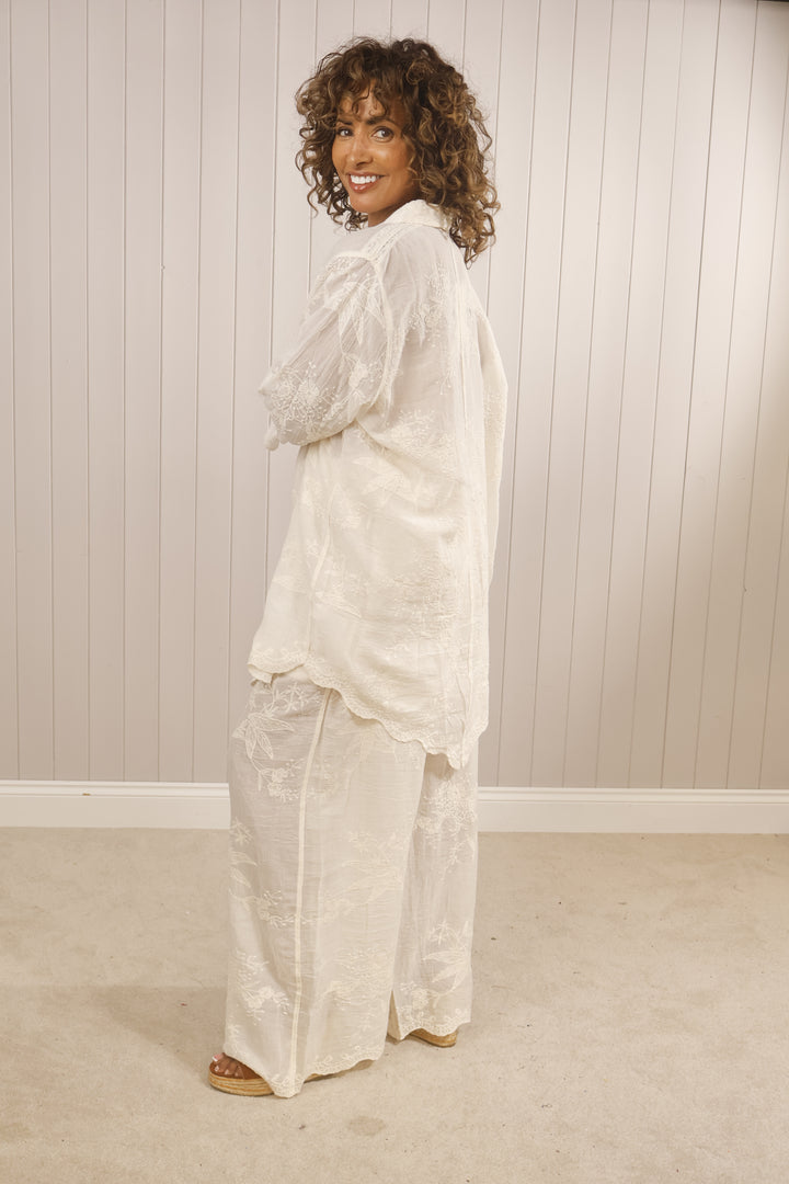 Elena Embroidered Co-Ord Beige