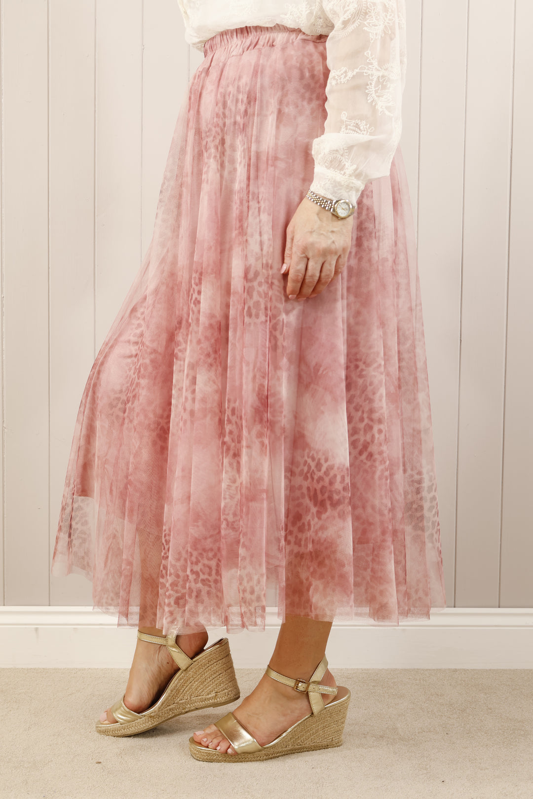 Animal Print Tulle Skirt Pink