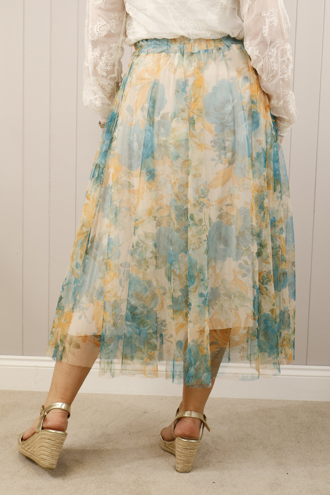 Floral Tulle Skirt Turquoise