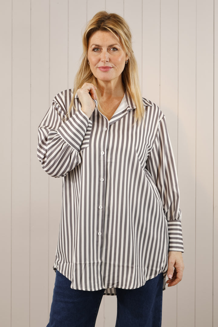 Charli Stripe shirt Grey/White