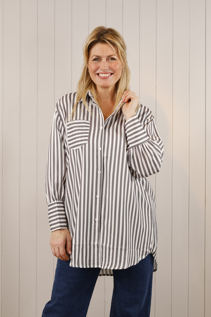Charli Stripe shirt Grey/White