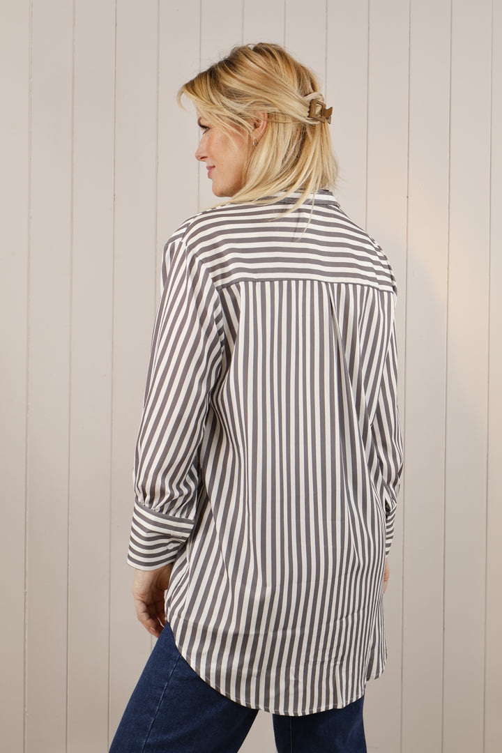 Charli Stripe shirt Grey/White