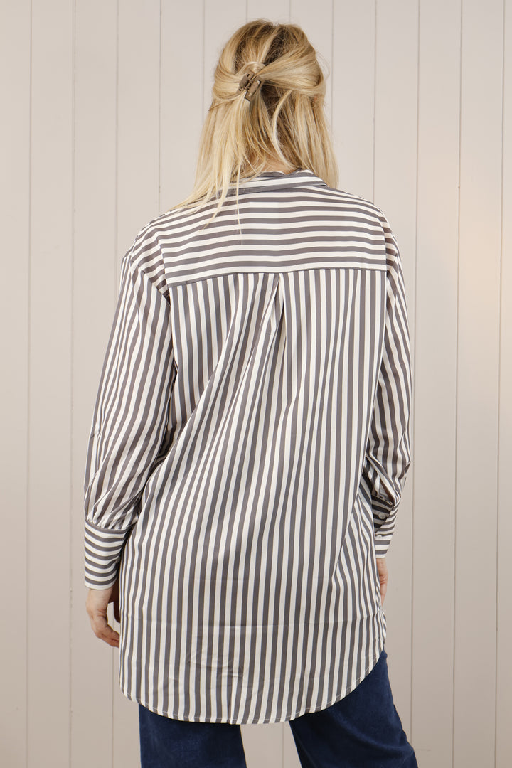 Charli Stripe shirt Grey/White