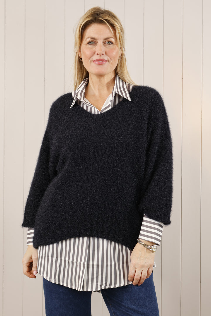 Bryony Brushed Knit Jumper Navy