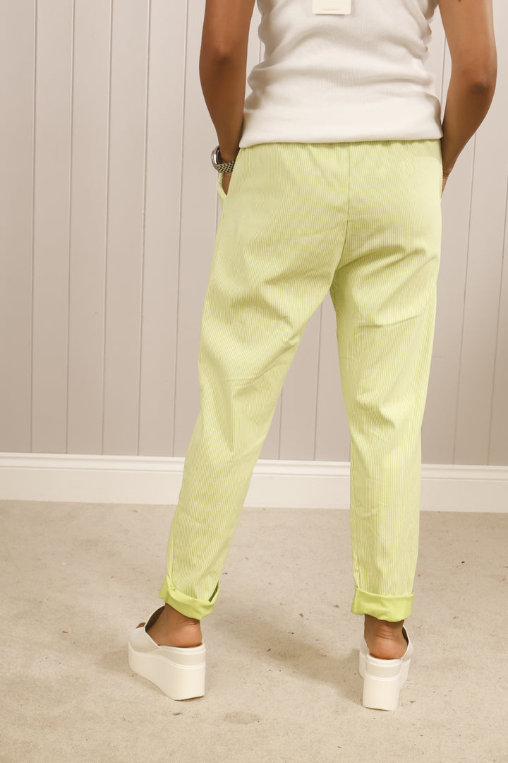 Fine stripe Magic pants Lime