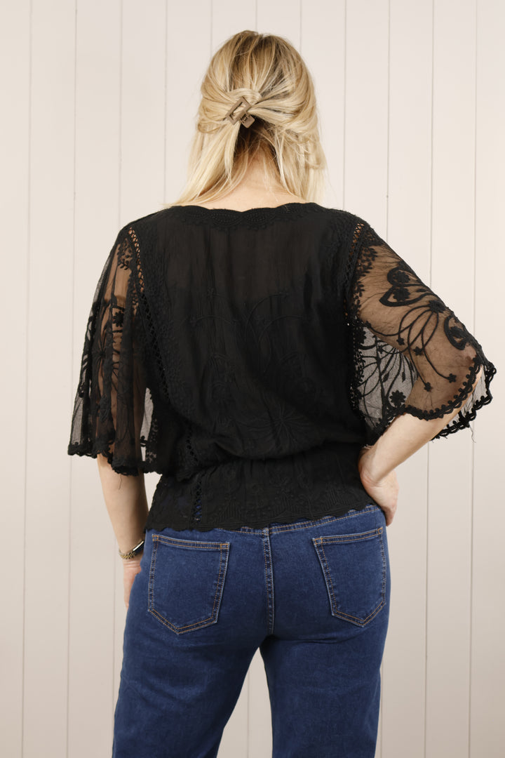 Sasha Sheer top Black