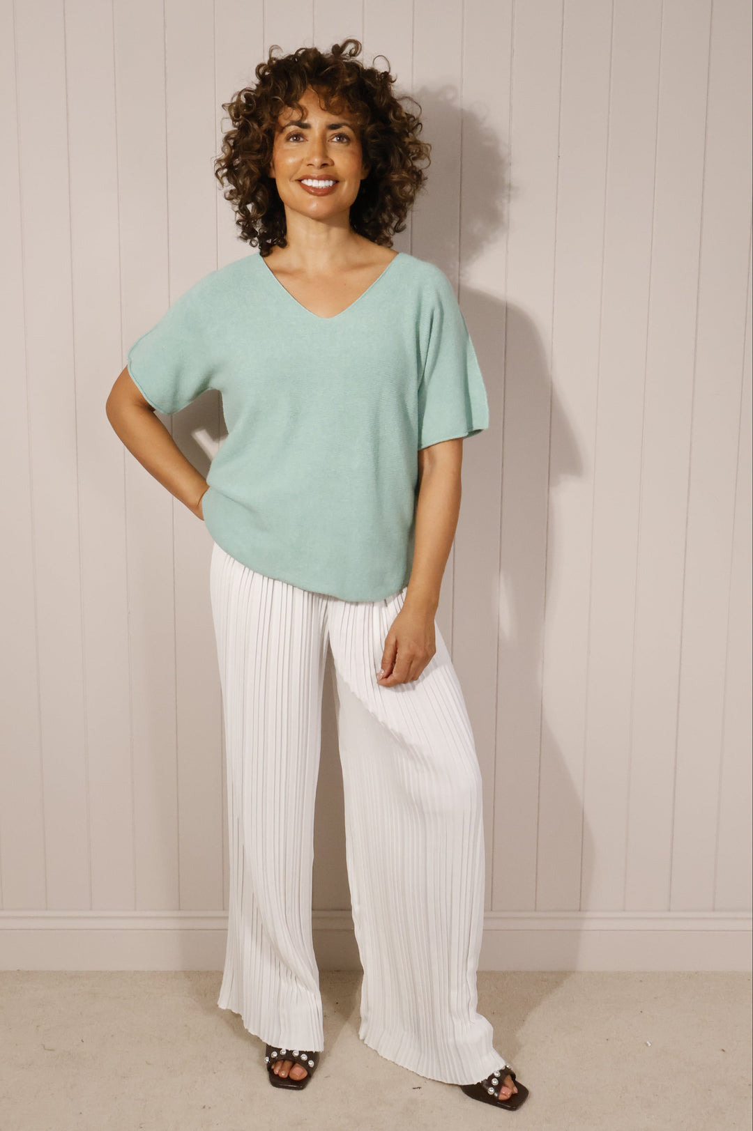 Arabella V Neck Top Aqua