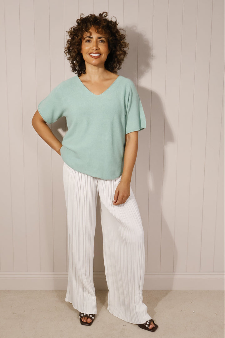 Arabella V Neck Top Aqua