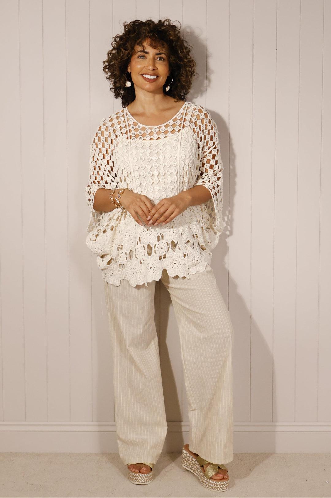 Corrine Crochet Top Cream