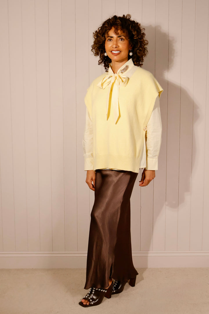 Clara Gold Button Tank Top Buttermilk