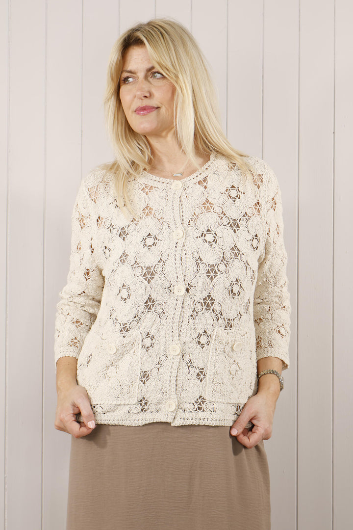 Zara Crochet cardi Beige