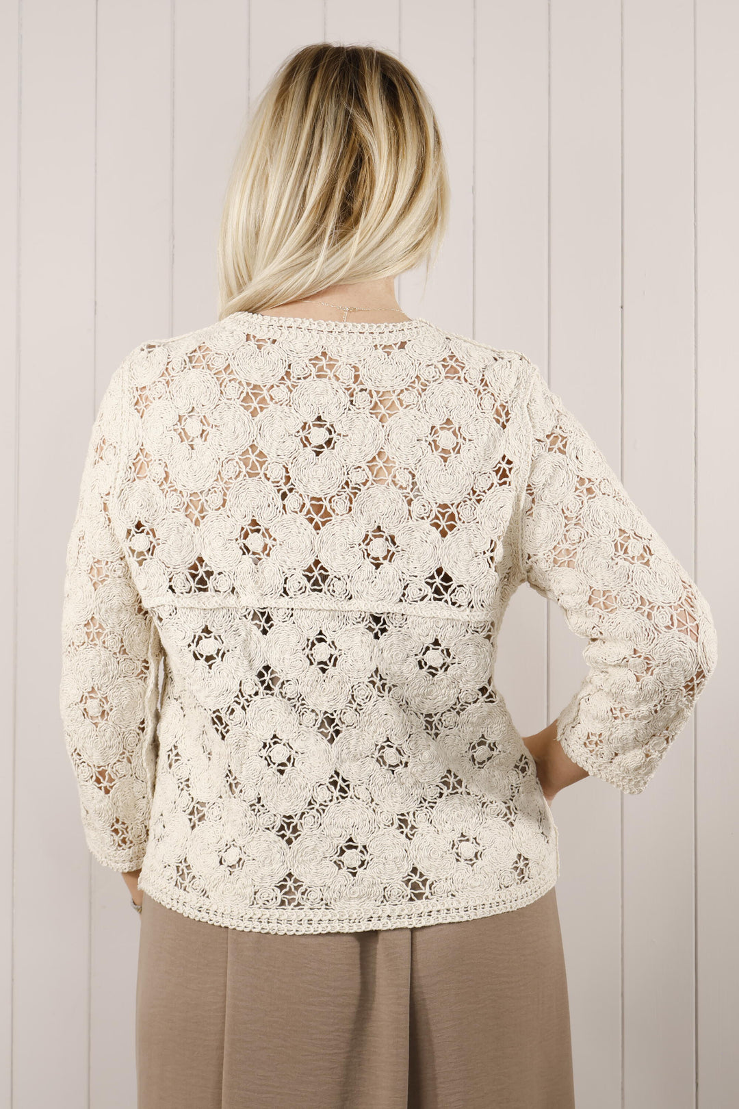 Zara Crochet cardi Beige – Goose Island - Main Image