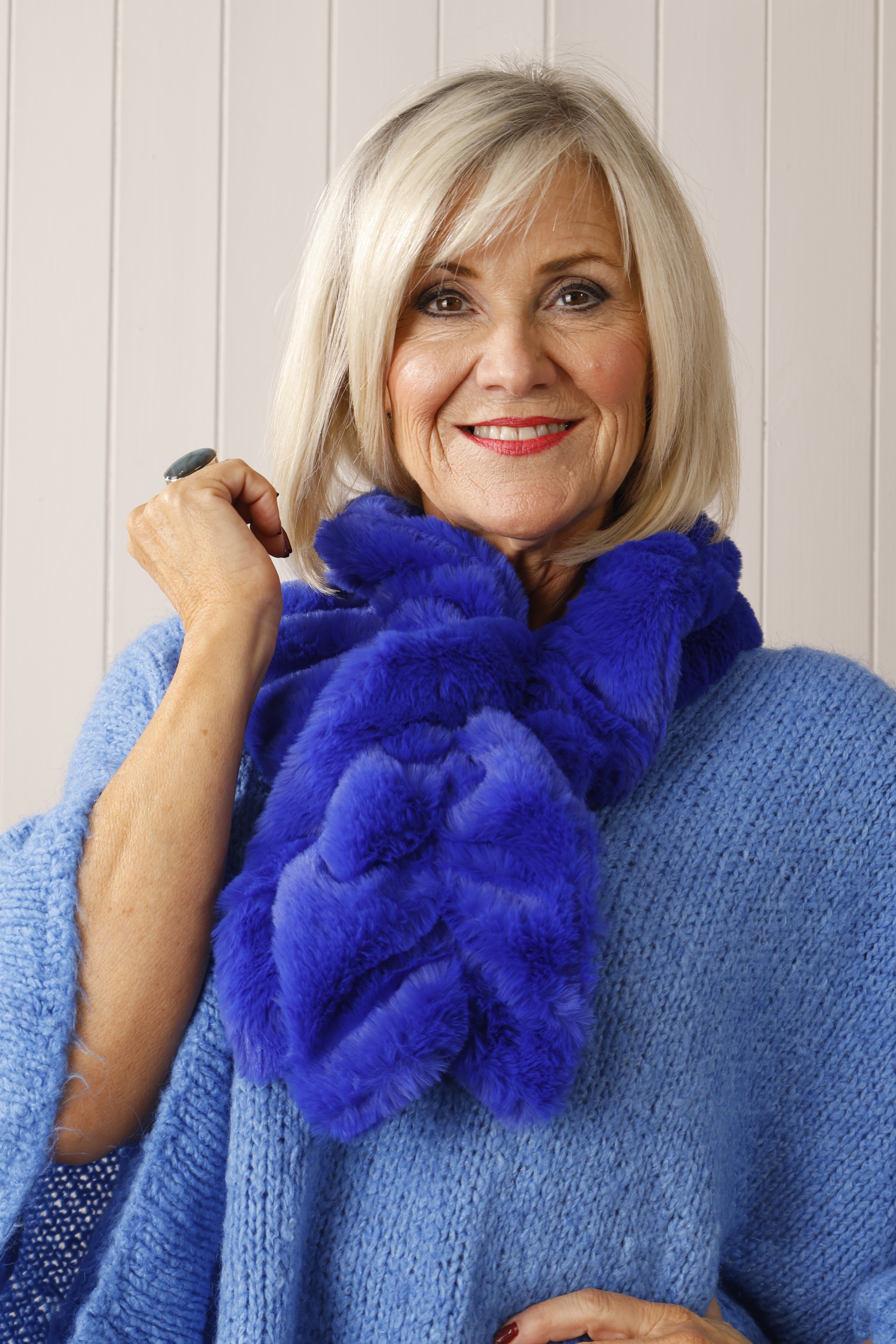 Orana Faux Fur Scarf Royal Blue Goose Island