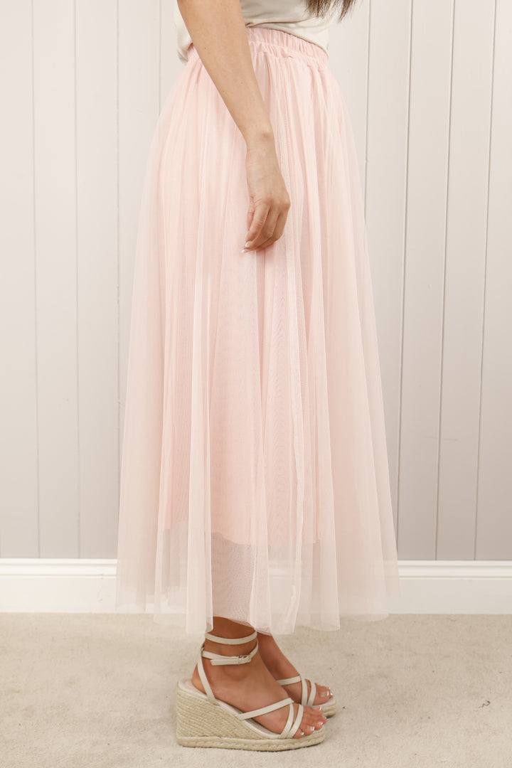 Dilly Plain net skirt Pink