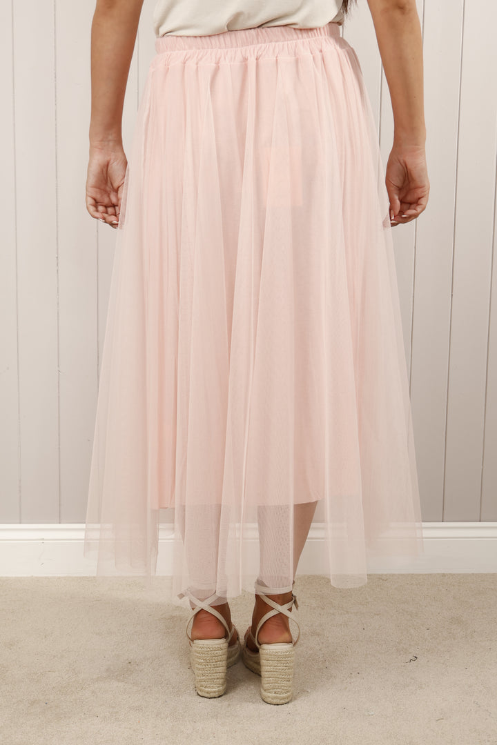 Dilly Plain net skirt Pink