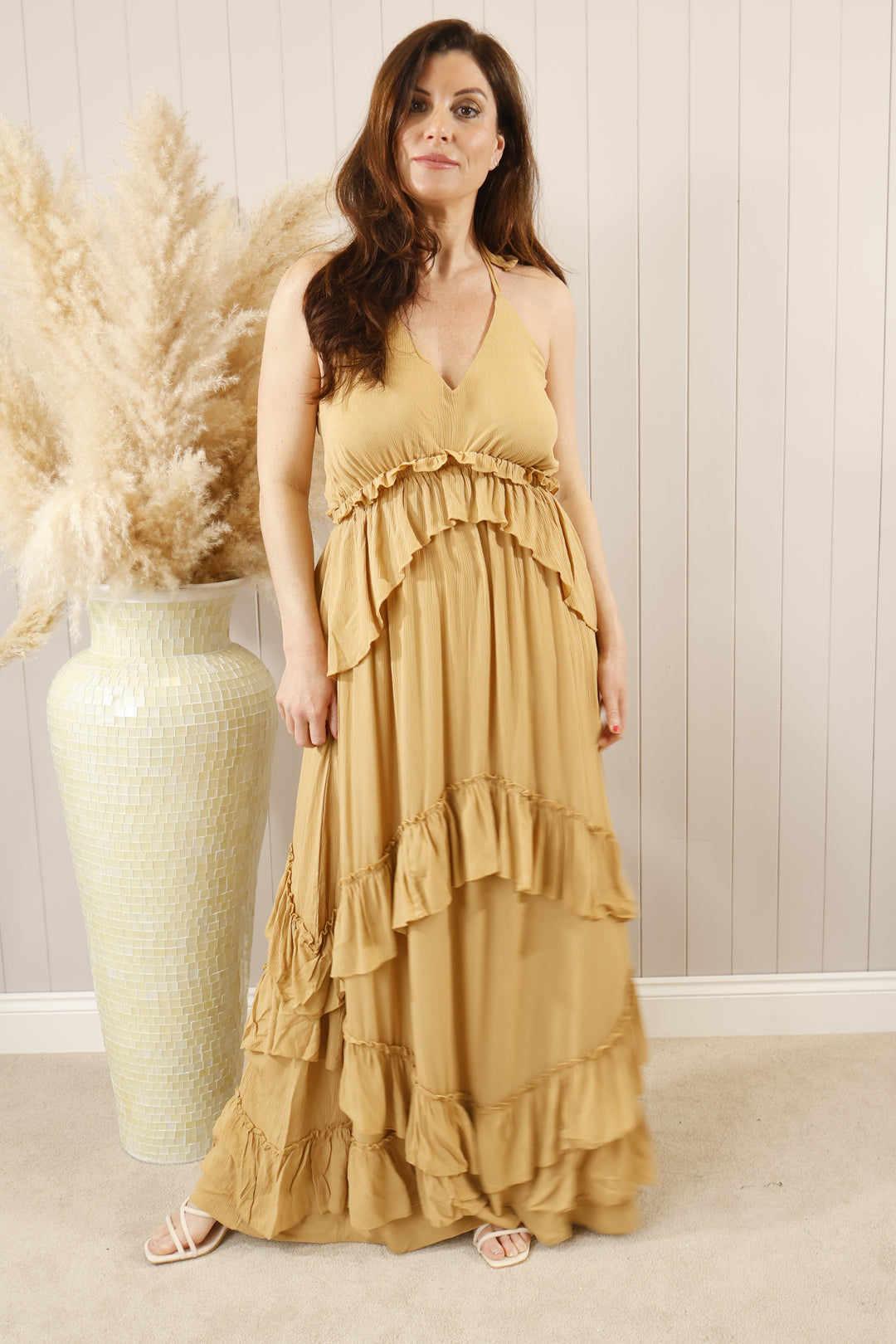 Renatta Ruffle Maxi Dress Cinnamon