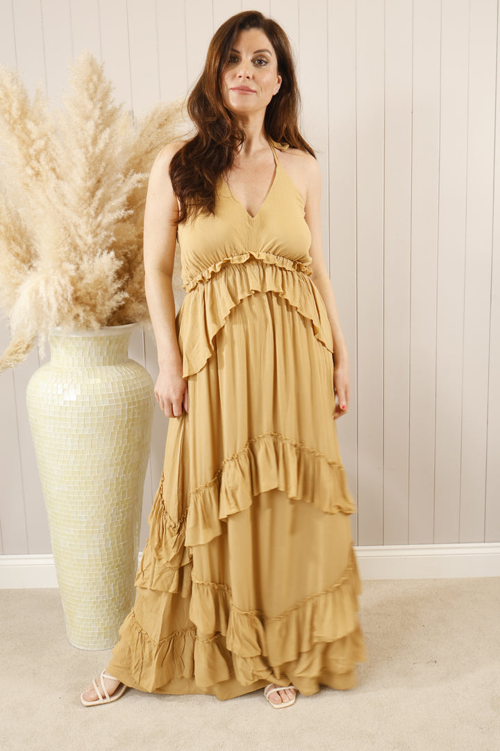 Renatta Ruffle Maxi Dress Cinnamon
