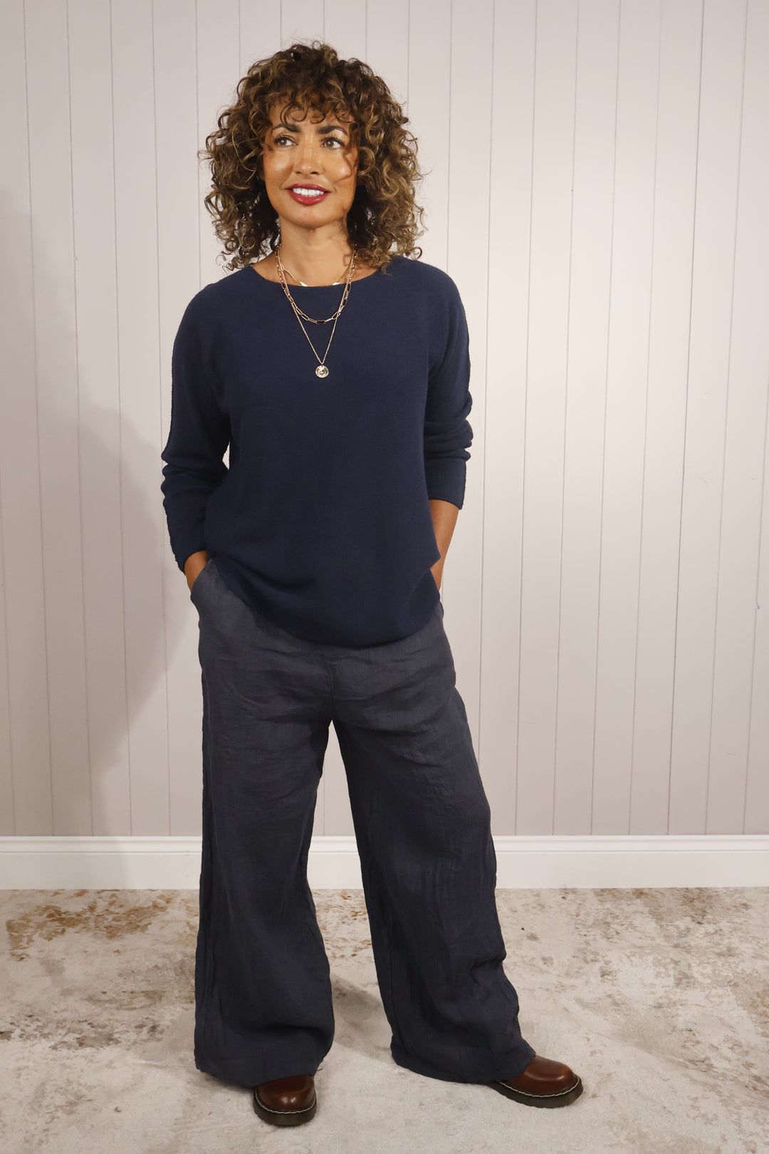 Anabelle Round Neck Jumper Navy