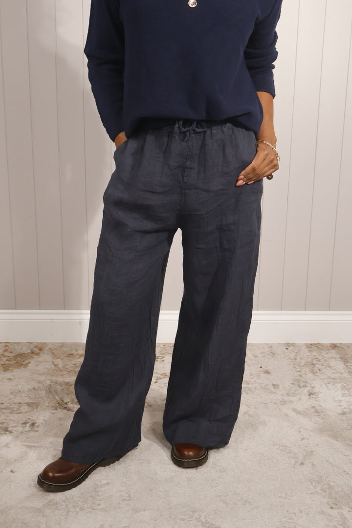Liora Linen Trousers Navy
