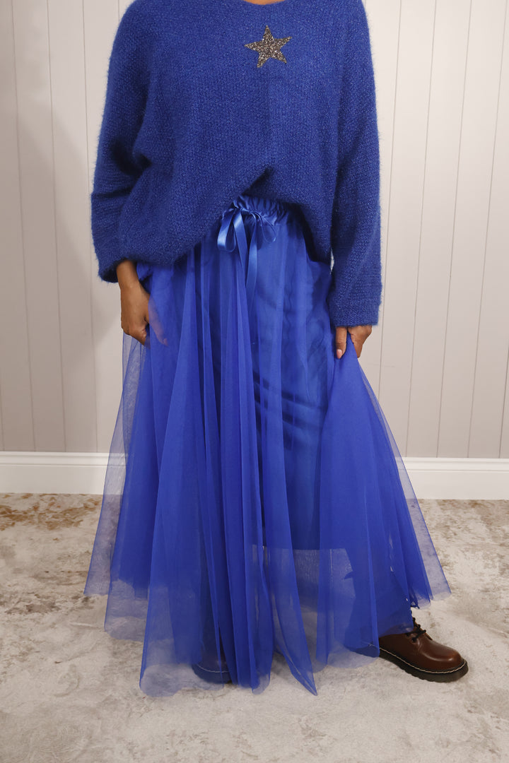 Tulle A-Line Skirt Royal Blue