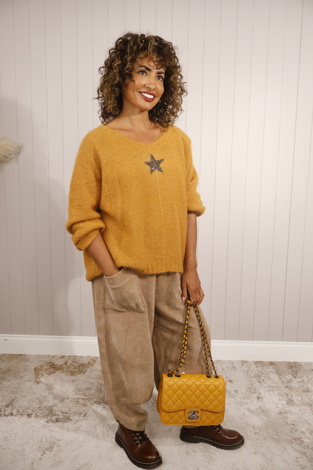 Cora quilted handbag  Mustard
