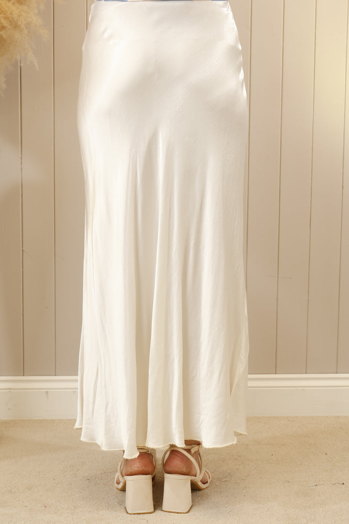 Satin Flair Skirt Ivory