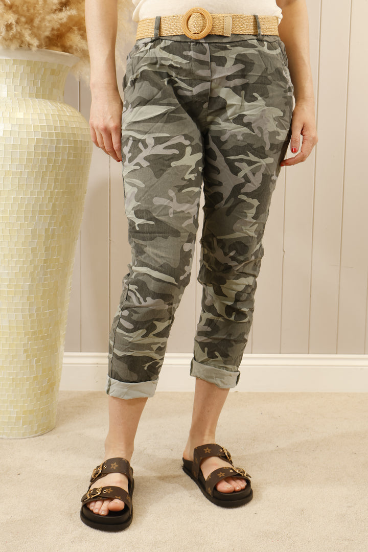Camo Magic Pants with belt Khaki