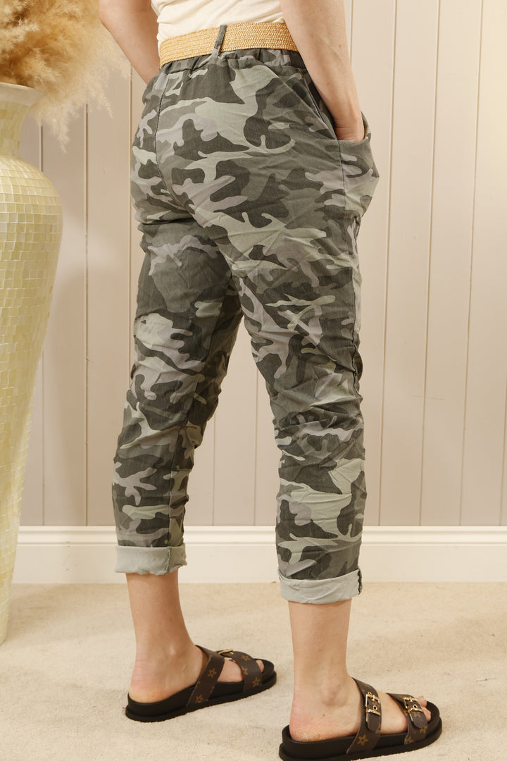 Camo Magic Pants with belt Khaki