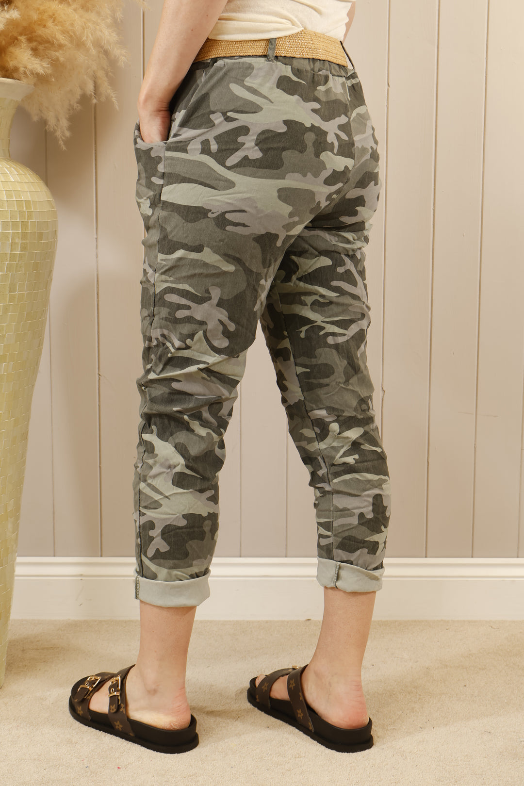 Camo Magic Pants with belt Khaki