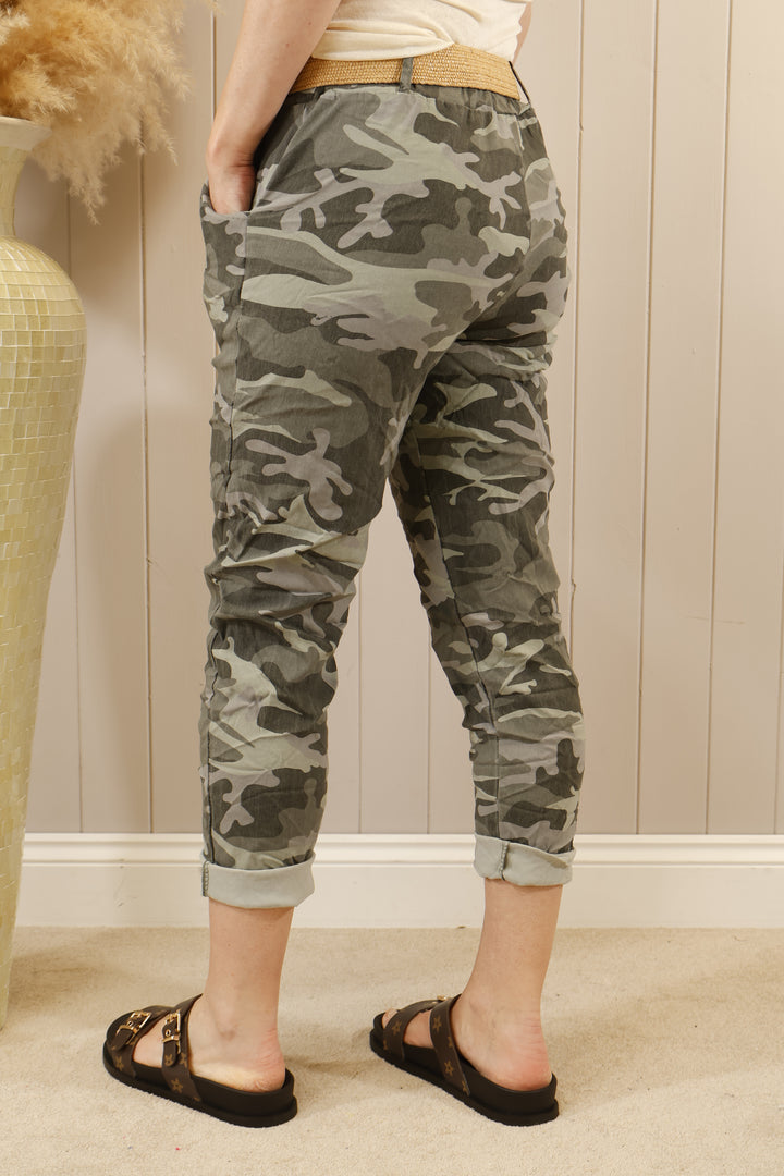 Camo Magic Pants with belt Khaki