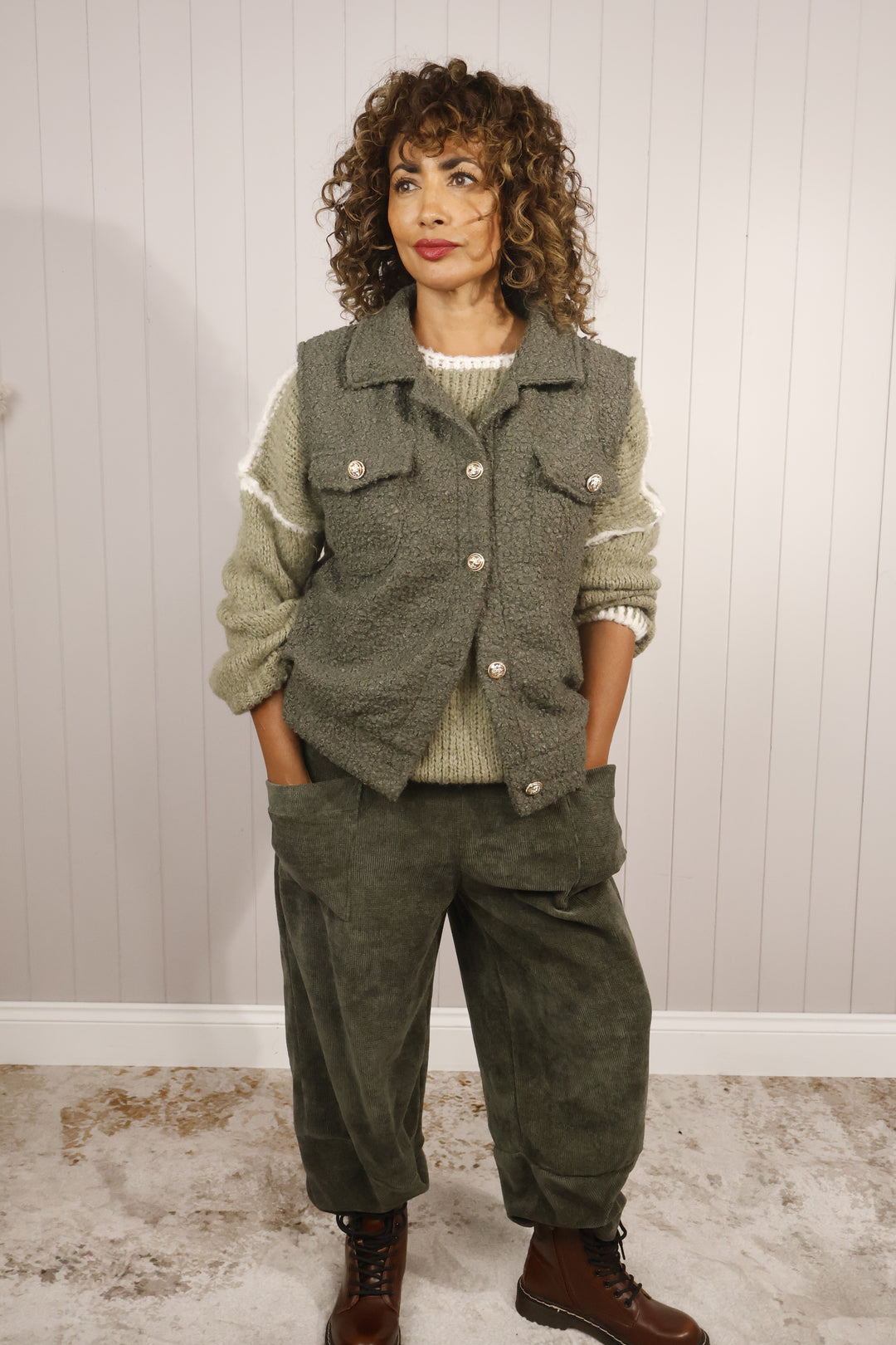 Tahlia Chenille Trousers Khaki